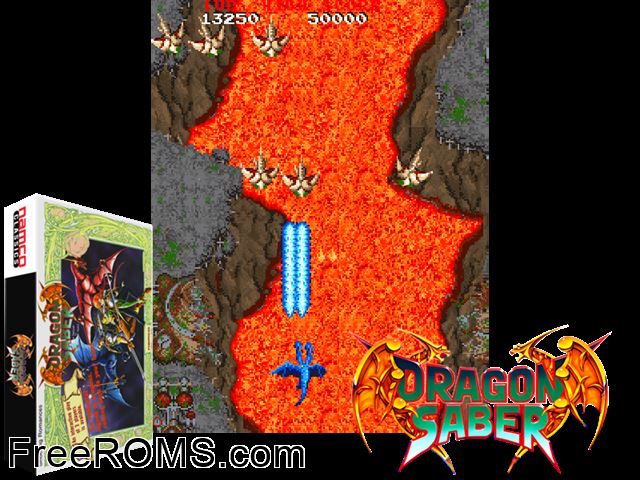 Dragon Saber (Japan) MAME game showing 3D box cover and gameplay screenshot