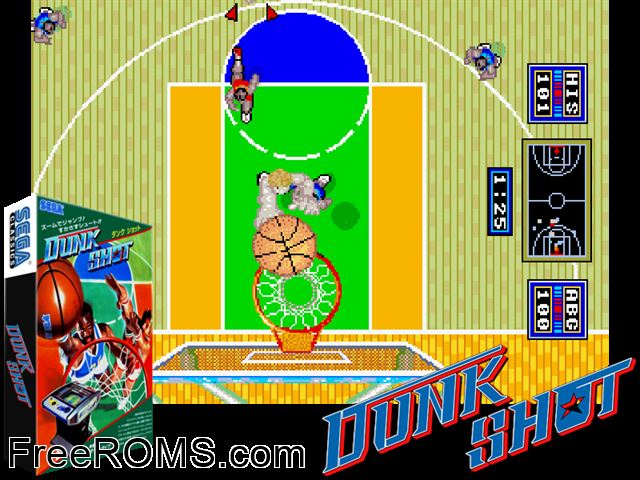 Dunk Shot (FD1089 317-0022) MAME game showing 3D box cover and gameplay screenshot