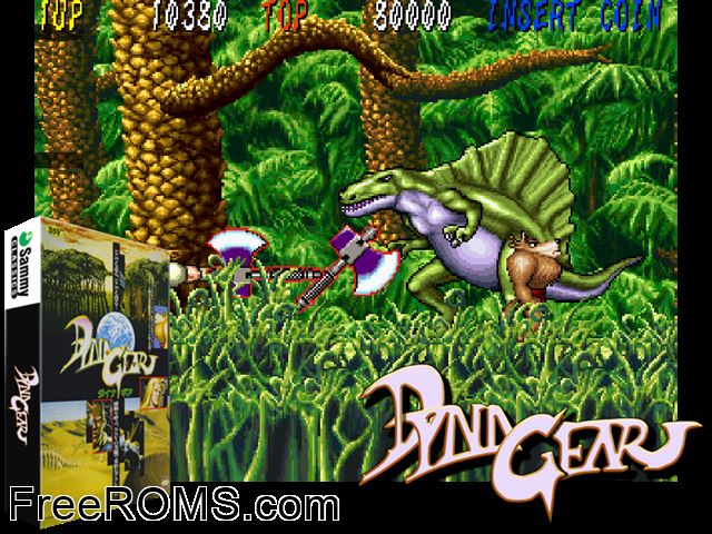 Dyna Gear MAME game showing 3D box cover and gameplay screenshot