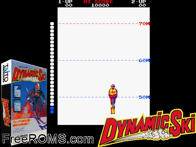 Dynamic Ski MAME game showing 3D box cover and gameplay screenshot