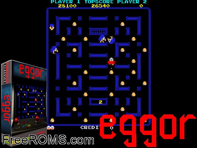 Eggor MAME game showing 3D box cover and gameplay screenshot