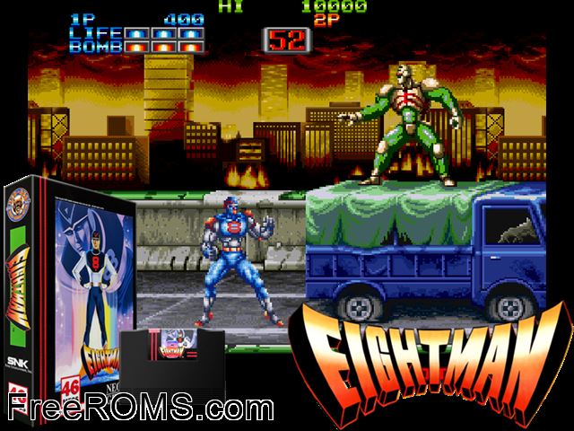 Eight Man MAME game showing 3D box cover and gameplay screenshot