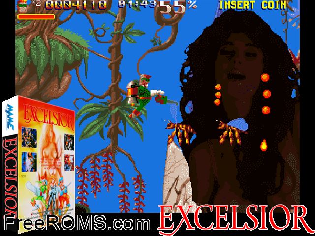 Excelsior MAME game showing 3D box cover and gameplay screenshot