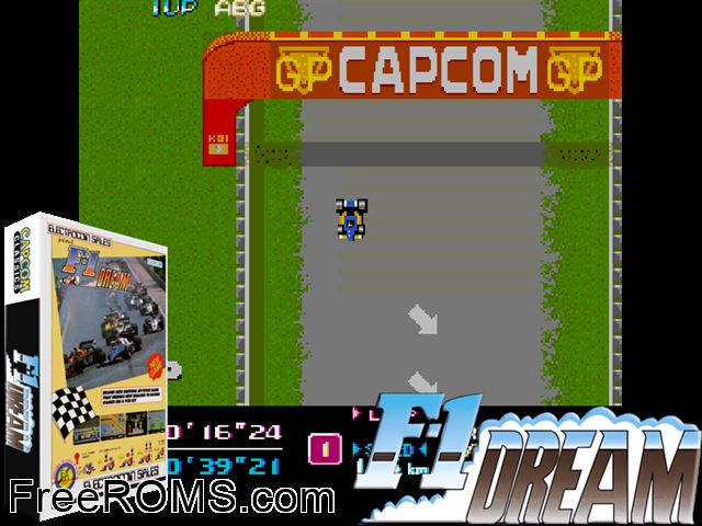 F-1 Dream MAME game showing 3D box cover and gameplay screenshot