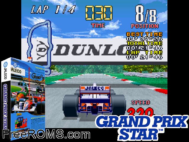 Grand Prix Star MAME game showing 3D box cover and gameplay screenshot