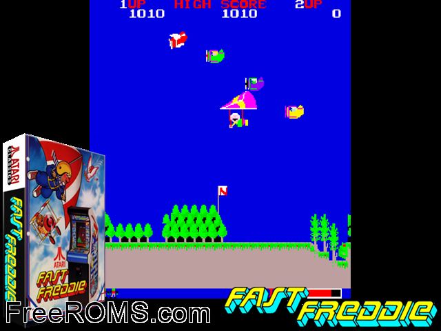 Fast Freddie MAME game showing 3D box cover and gameplay screenshot