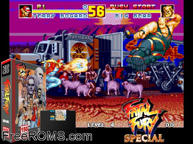 Fatal Fury Special / Garou Densetsu Special (set 2) MAME game showing 3D box cover and gameplay screenshot