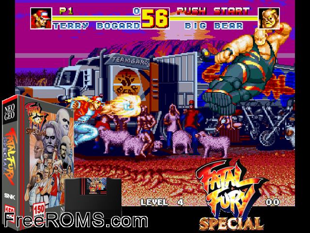 Fatal Fury Special / Garou Densetsu Special (set 1) MAME game showing 3D box cover and gameplay screenshot