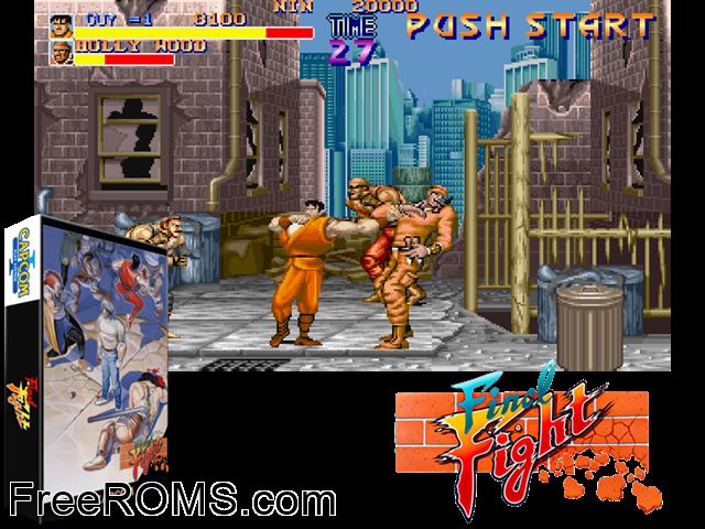 Final Fight (Japan) MAME game showing 3D box cover and gameplay screenshot