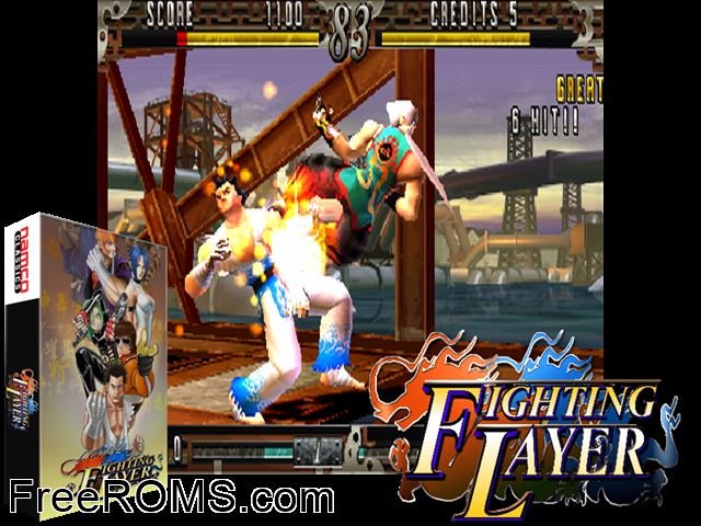 Fighting Layer (FTL0/VER.A) MAME game showing 3D box cover and gameplay screenshot