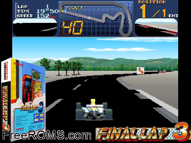 Final Lap 3 (World) MAME game showing 3D box cover and gameplay screenshot
