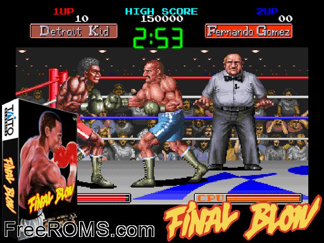 Final Blow (Japan) MAME game showing 3D box cover and gameplay screenshot