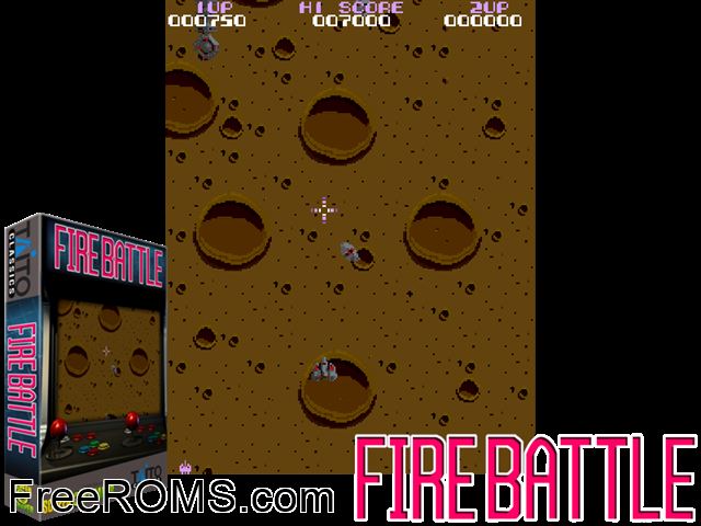 Fire Battle MAME game showing 3D box cover and gameplay screenshot