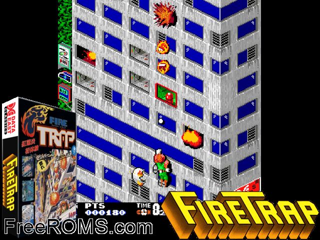 Fire Trap (Japan bootleg) MAME game showing 3D box cover and gameplay screenshot