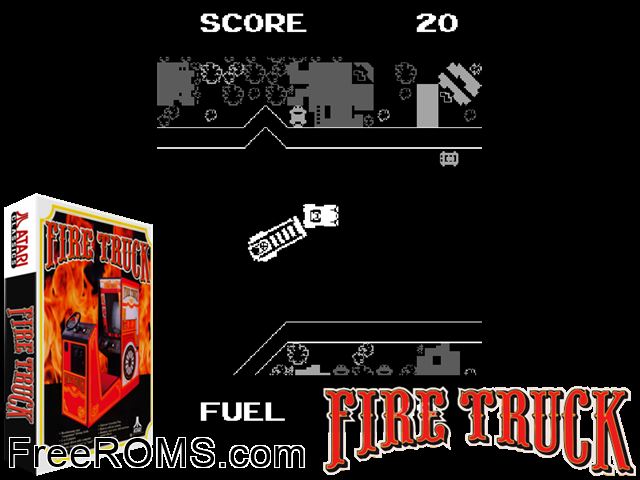 Fire Truck MAME game showing 3D box cover and gameplay screenshot