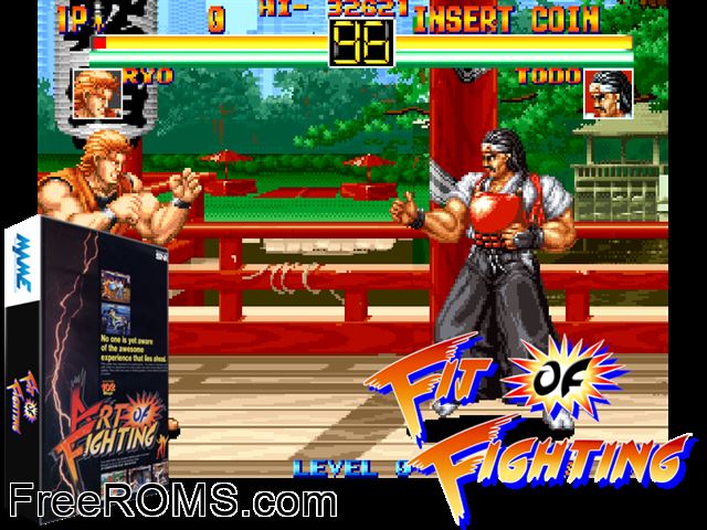 Fit of Fighting MAME game showing 3D box cover and gameplay screenshot