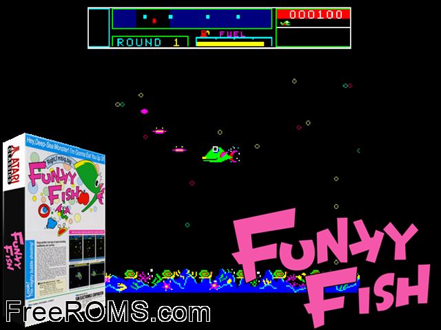 Funky Fish MAME game showing 3D box cover and gameplay screenshot
