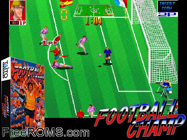 Football Champ (World) MAME game showing 3D box cover and gameplay screenshot