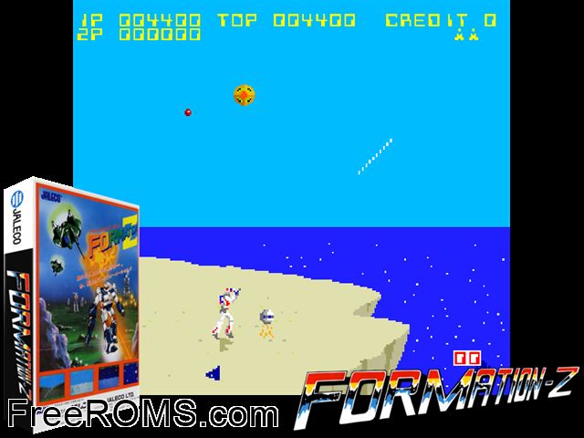 Formation Z MAME game showing 3D box cover and gameplay screenshot
