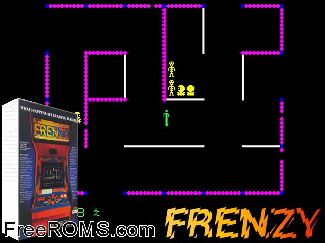 Frenzy MAME game showing 3D box cover and gameplay screenshot