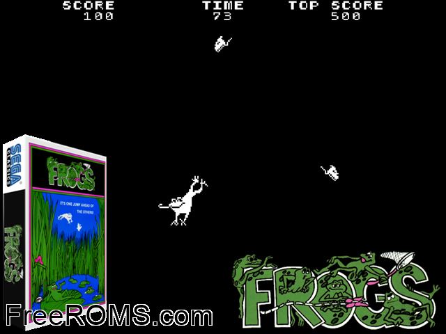 Frogs MAME game showing 3D box cover and gameplay screenshot