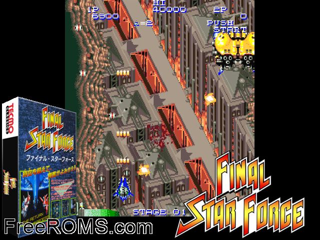 Final Star Force (US) MAME game showing 3D box cover and gameplay screenshot