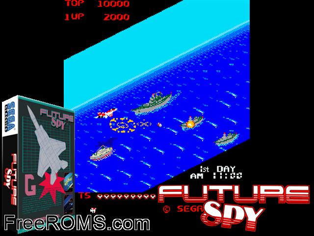 Future Spy MAME game showing 3D box cover and gameplay screenshot