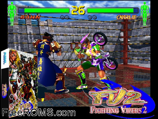 Fighting Vipers 2 MAME game showing 3D box cover and gameplay screenshot