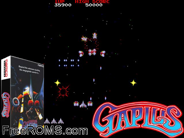 Galaga 3 (rev. C) MAME game showing 3D box cover and gameplay screenshot