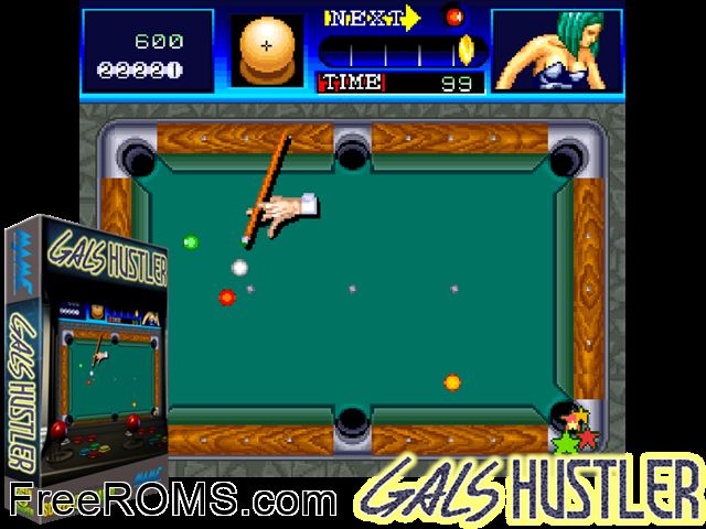 Gals Hustler MAME game showing 3D box cover and gameplay screenshot
