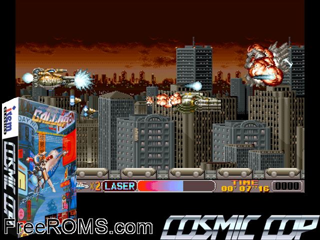 Gallop - Armed police Unit (Japan) MAME game showing 3D box cover and gameplay screenshot