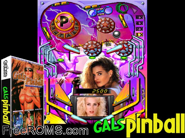Gals Pinball MAME game showing 3D box cover and gameplay screenshot