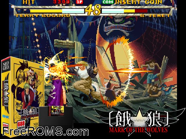 Garou - Mark of the Wolves (set 2) MAME game showing 3D box cover and gameplay screenshot