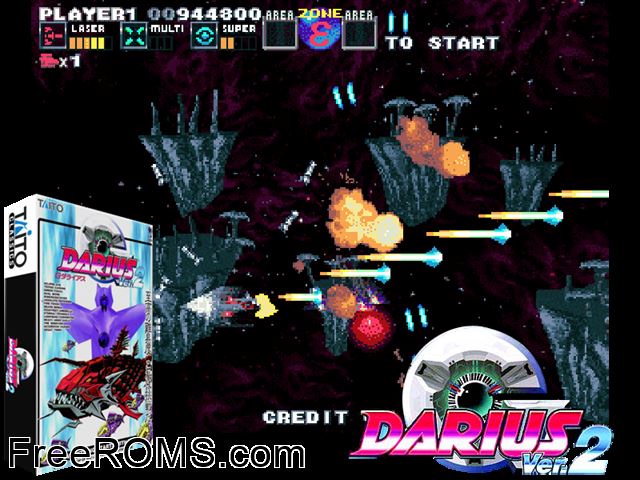 G-Darius (Ver 2.02A) MAME game showing 3D box cover and gameplay screenshot