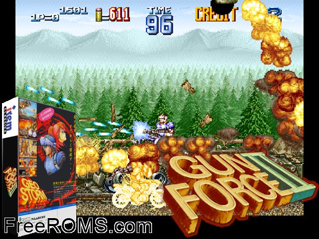 Geostorm (Japan) MAME game showing 3D box cover and gameplay screenshot