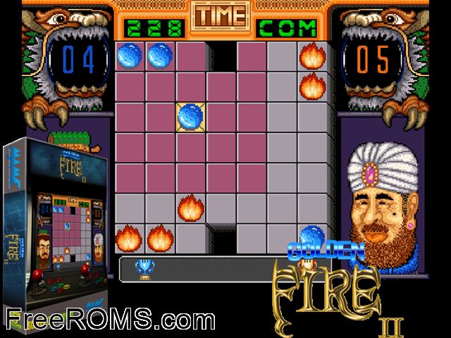 Golden Fire II MAME game showing 3D box cover and gameplay screenshot