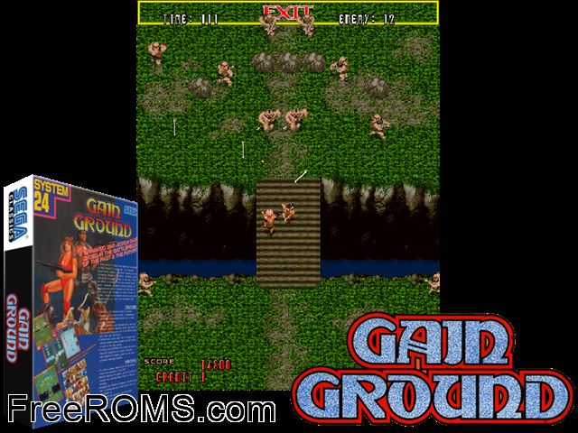 Gain Ground (FD1094 317-0058-03?) MAME game showing 3D box cover and gameplay screenshot