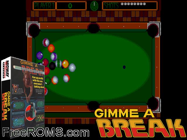 Gimme A Break MAME game showing 3D box cover and gameplay screenshot
