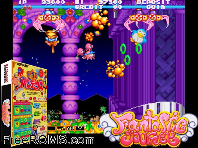 Gokujyou Parodius (ver JAD) MAME game showing 3D box cover and gameplay screenshot