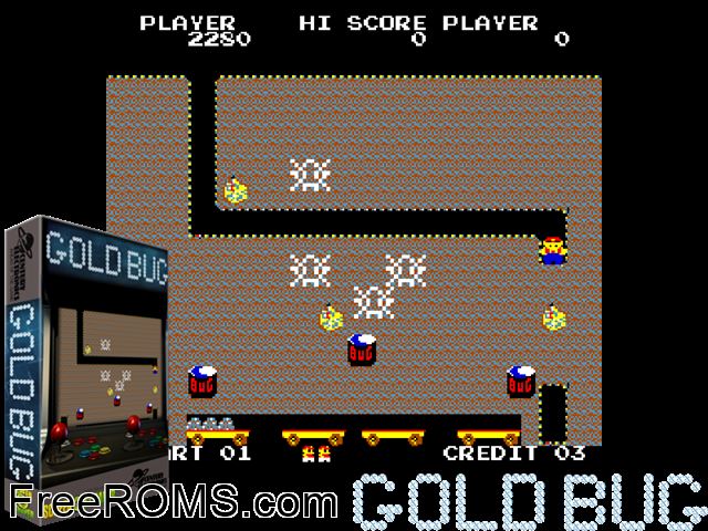 Gold Bug MAME game showing 3D box cover and gameplay screenshot