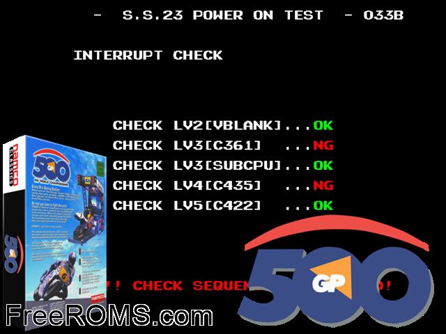 GP500 MAME game showing 3D box cover and gameplay screenshot