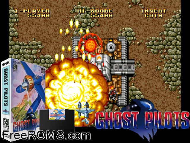 Ghost Pilots MAME game showing 3D box cover and gameplay screenshot