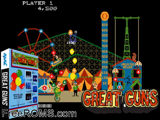 Great Guns MAME game showing 3D box cover and gameplay screenshot