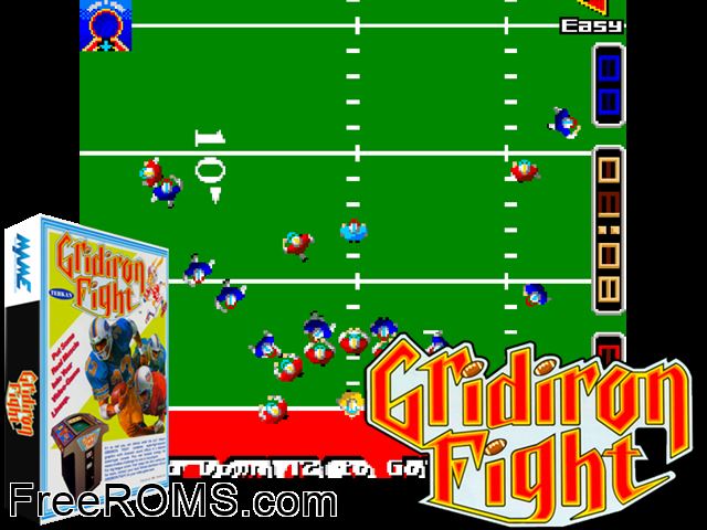 Gridiron Fight MAME game showing 3D box cover and gameplay screenshot