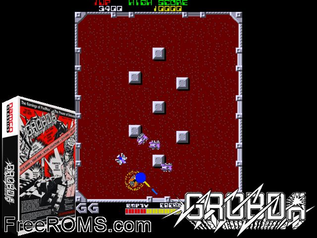 Grobda (Old Ver. set 2) MAME game showing 3D box cover and gameplay screenshot
