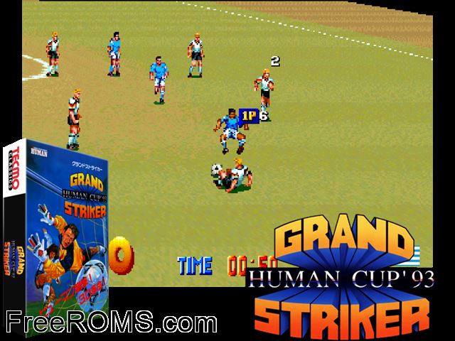 Grand Striker MAME game showing 3D box cover and gameplay screenshot