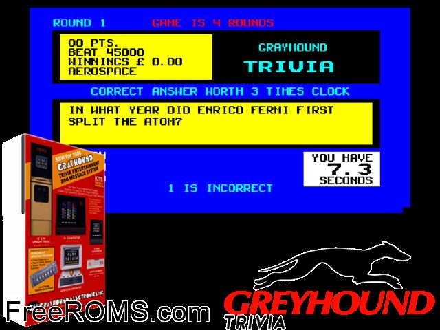 Trivia (Version 1.03a) (alt 1) MAME game showing 3D box cover and gameplay screenshot