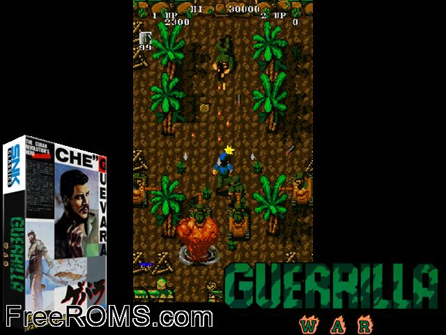 Guerrilla War (US) MAME game showing 3D box cover and gameplay screenshot