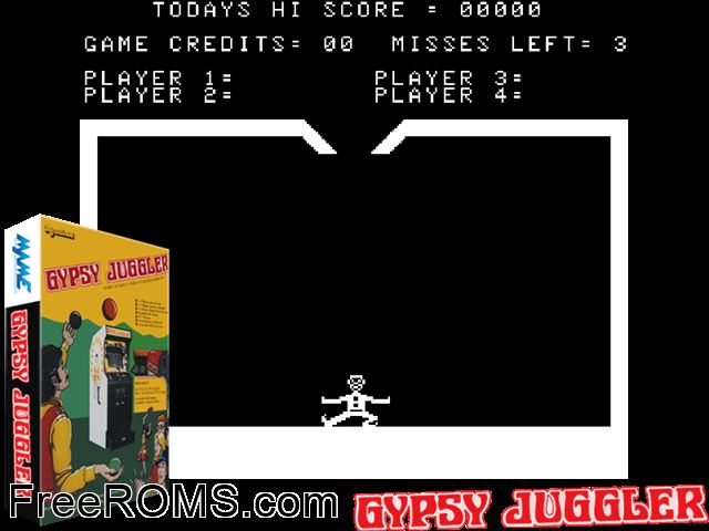 Gypsy Juggler MAME game showing 3D box cover and gameplay screenshot