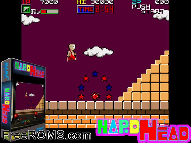 Hard Head MAME game showing 3D box cover and gameplay screenshot